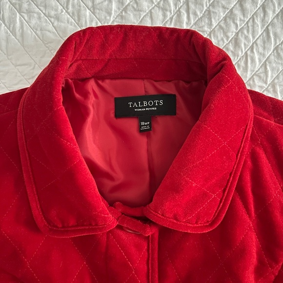 Talbots Red Velvet Diamond Quilted Jacket Blazer Collared 18WP Petite - Picture 2 of 9